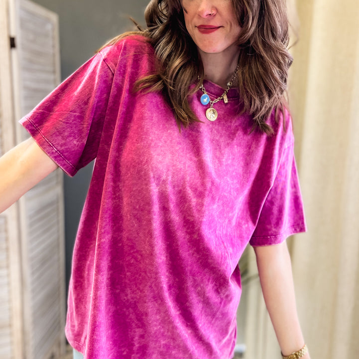 mineral wash short sleeve t-shirt purple