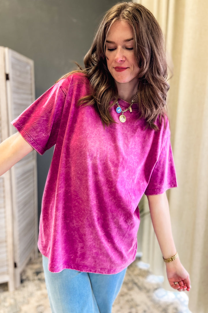 mineral wash short sleeve t-shirt purple
