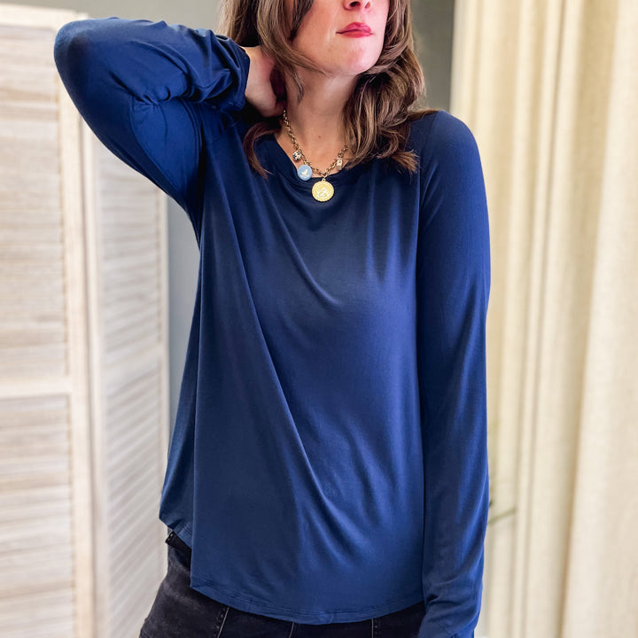 basic long sleeve tee navy