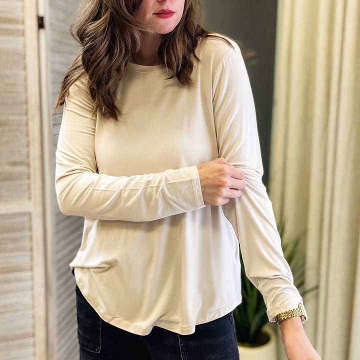 basic long sleeve tee ivory