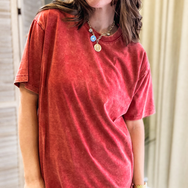mineral wash short sleeve t-shirt rust