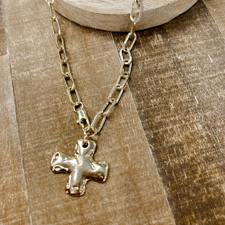 Hammered Cross Necklace