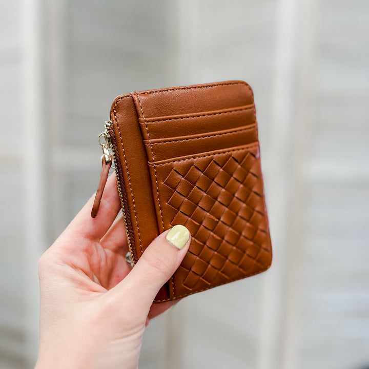 A small slim woven wallet brown