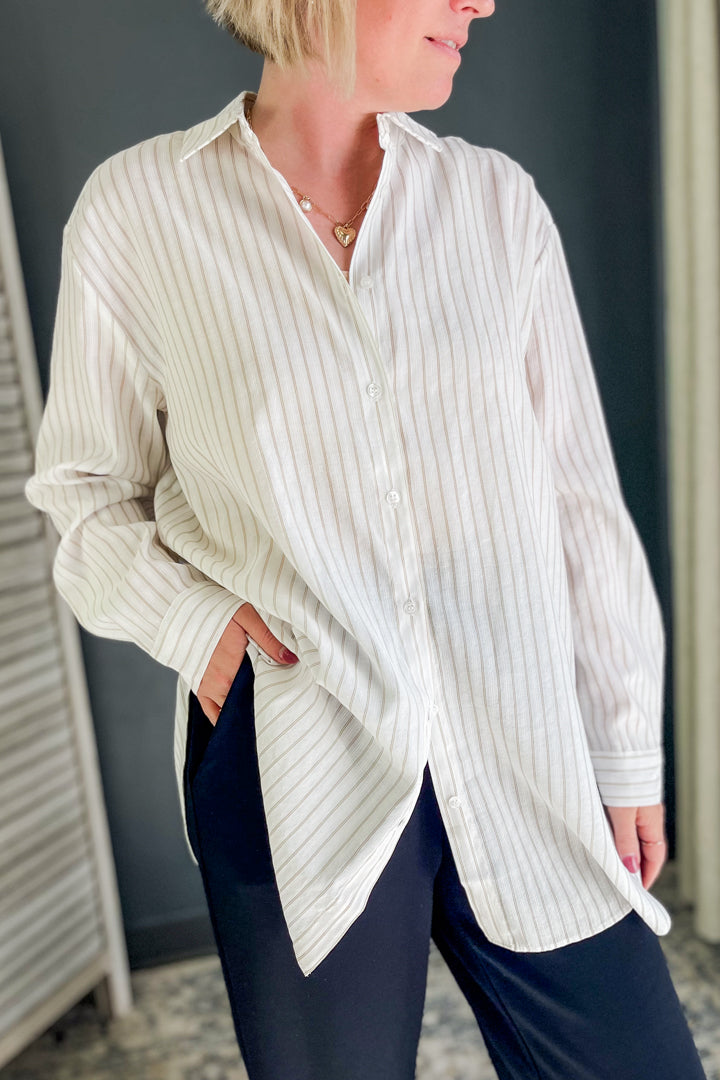 Button Down Stripe Top