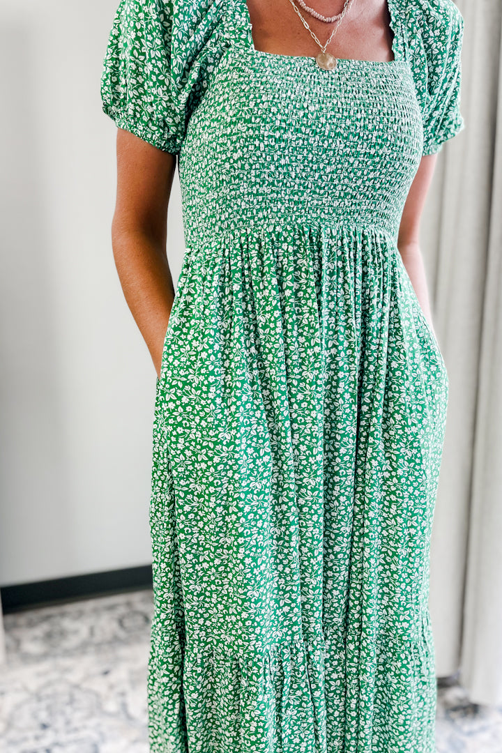 Green Tiny Floral Dress