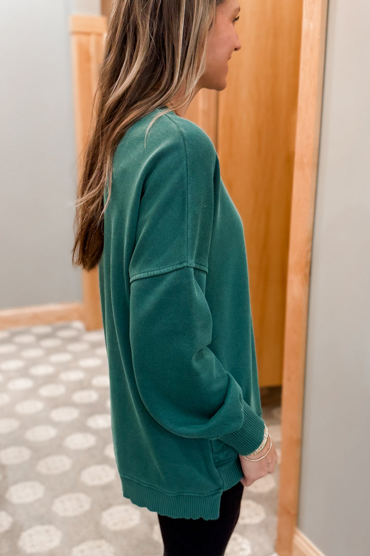 Solid Fleece Pocket Sweatshirt