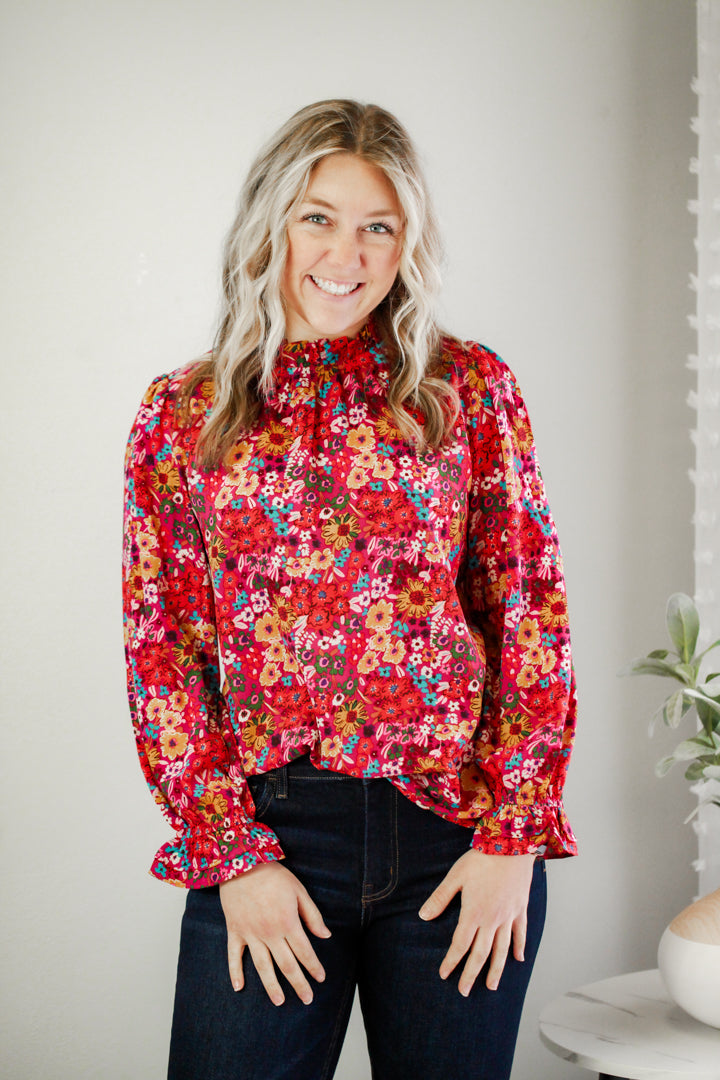 high neck work blouse