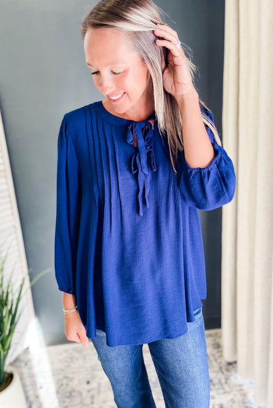 PLUS Front Tie 3/4 Sleeve Top