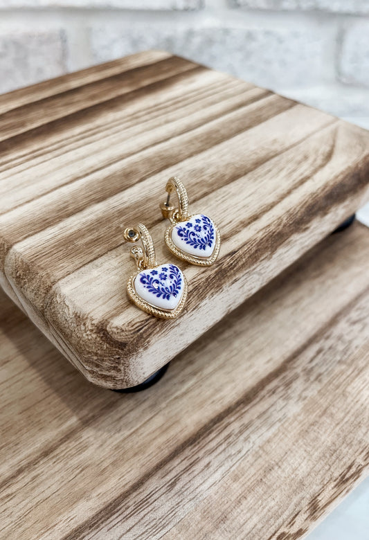 Heart Dangle Hoops