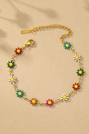 Enamel Flower Bracelet