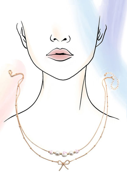 Porcelain Bead Layer Necklace - Pink