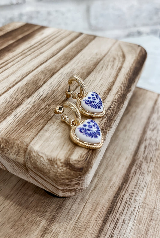 Heart Dangle Hoops