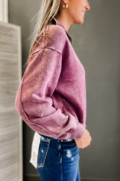 Acid Wash Fleece Half Zip