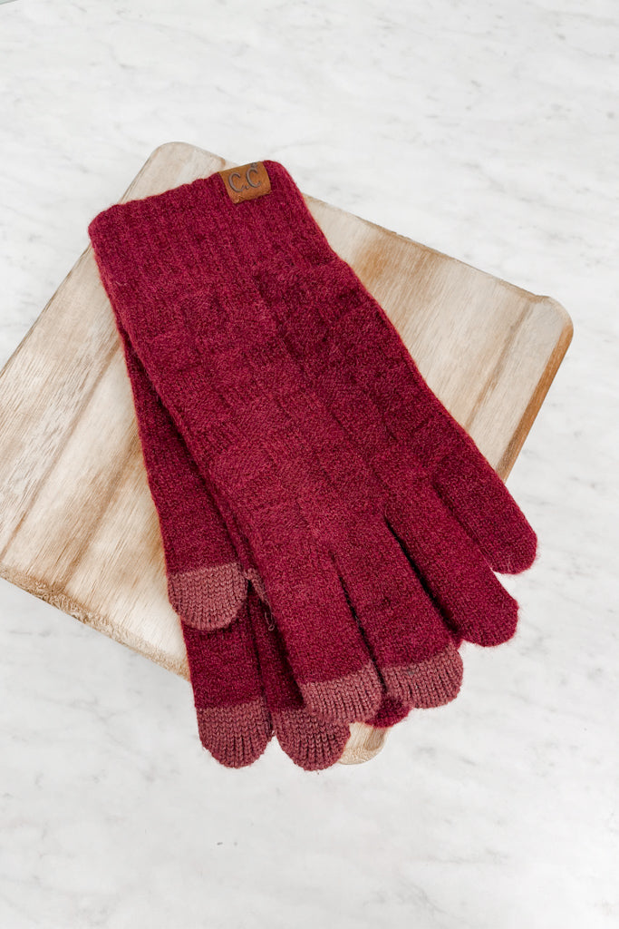 C. C. Textured Knit Gloves