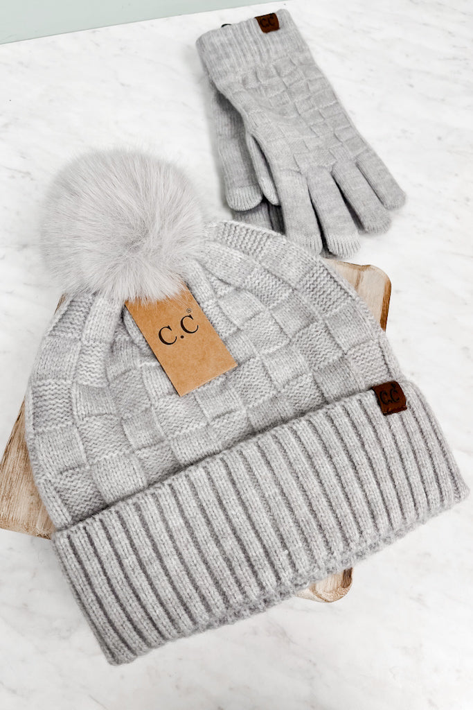 C. C. Textured Knit Pom Hat