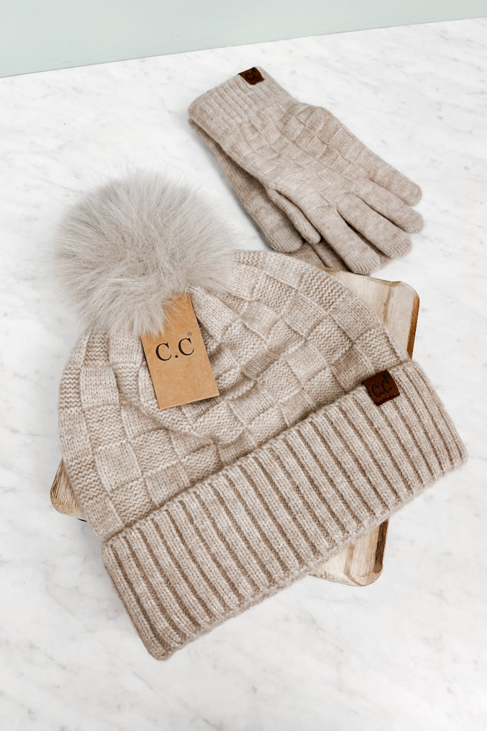 C. C. Textured Knit Pom Hat