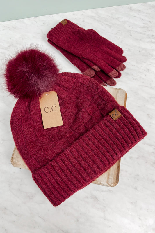 C. C. Textured Knit Pom Hat