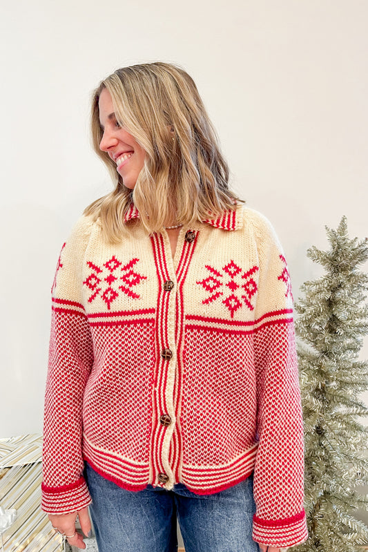 Snowflake Button Up Cardigan