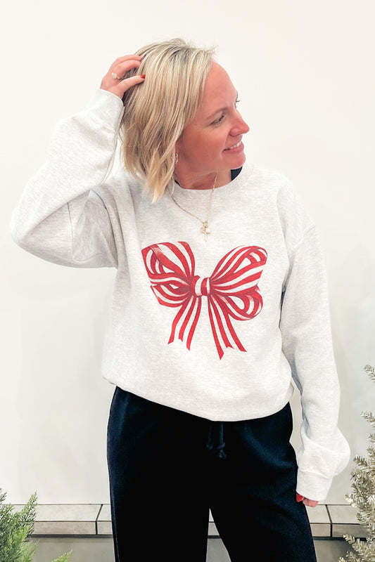 Candy Cane Bow Sweatshirt