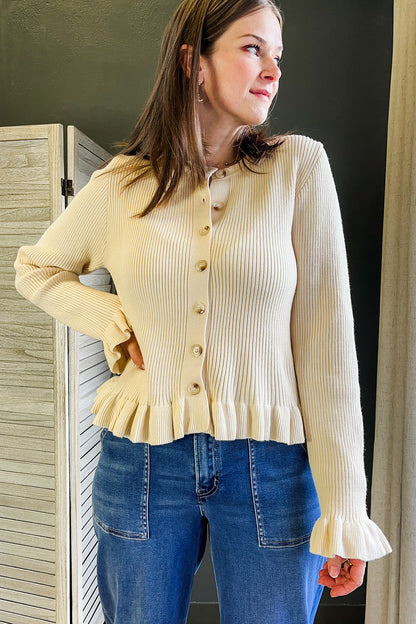 Ruffle Sleeve Cardigan