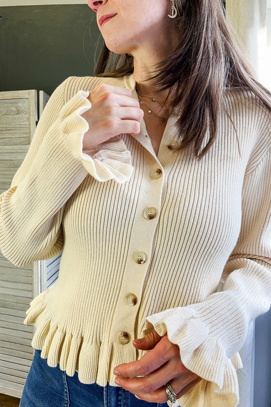 Ruffle Sleeve Cardigan