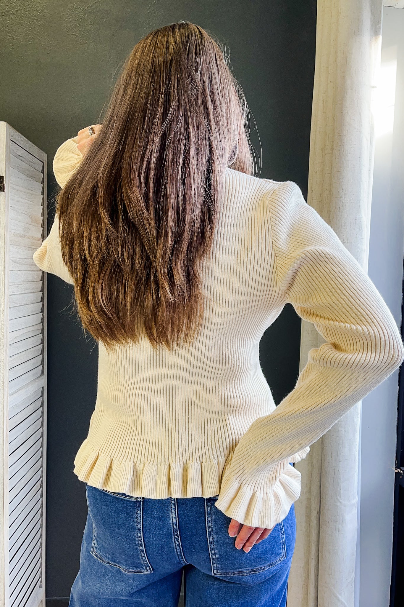 Ruffle Sleeve Cardigan