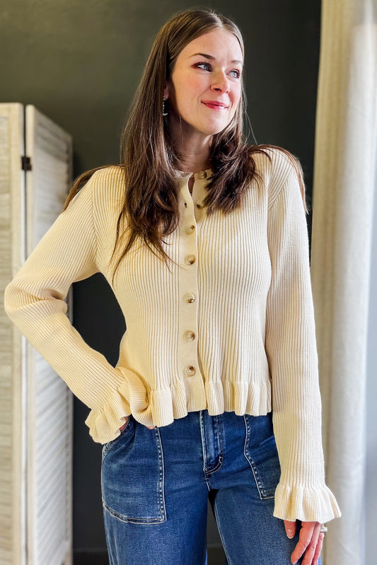 Ruffle Sleeve Cardigan
