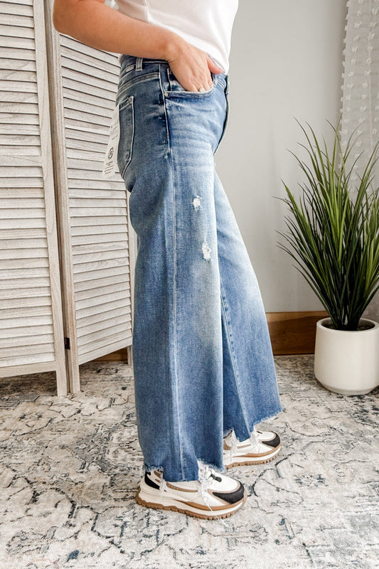 PLUS Distressed High Rise Wide Crop