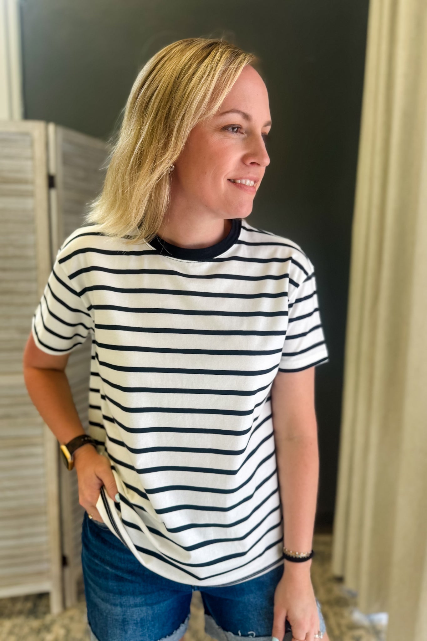 Striped Crew Neck Tee