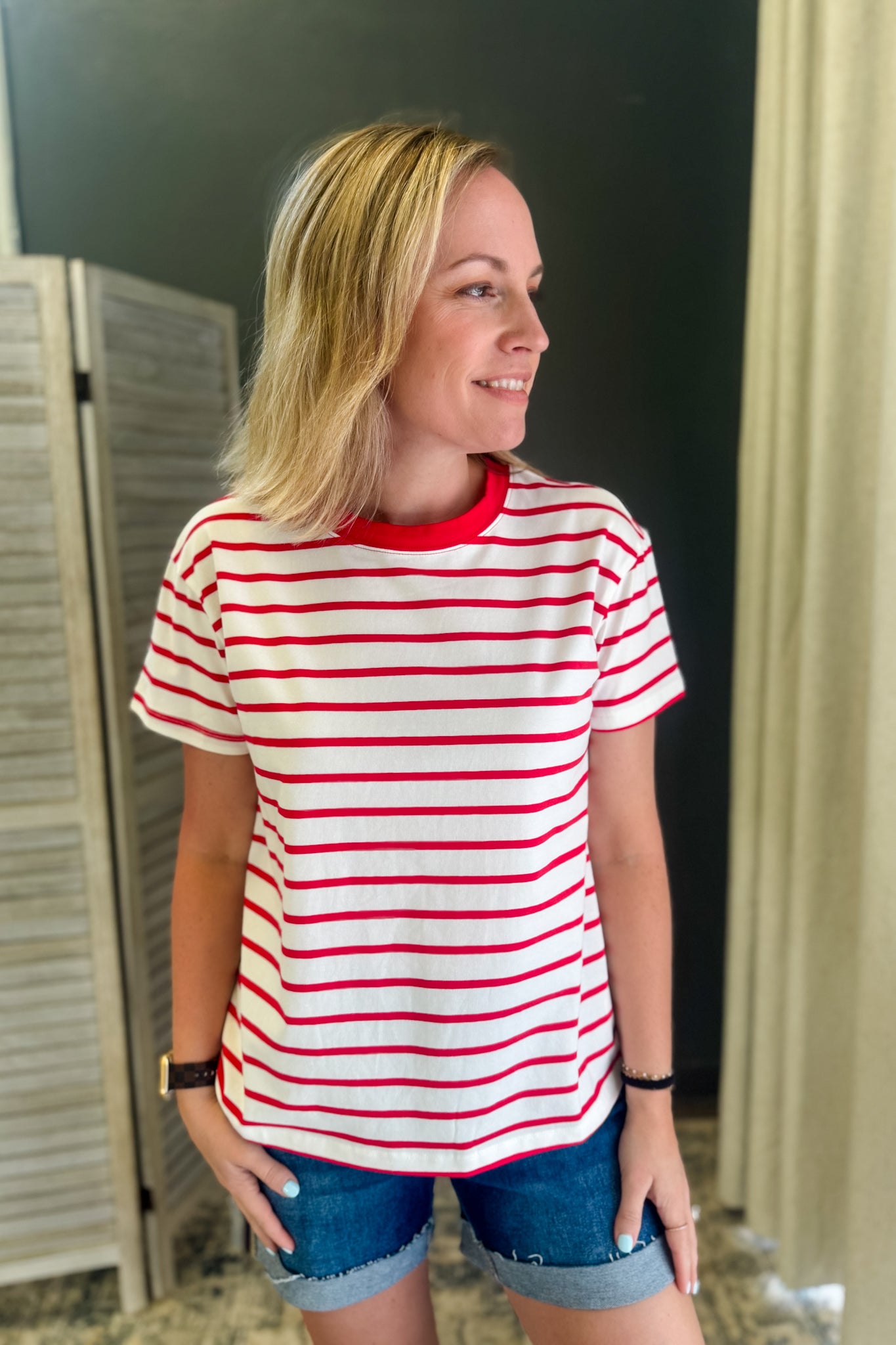 PLUS Striped Crew Neck Tee