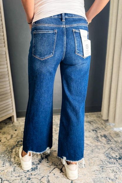 Distressed High Rise Wide Crop