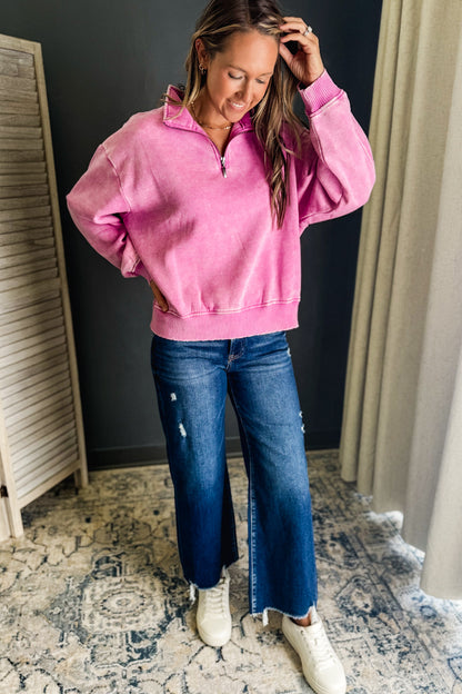 PLUS Acid Wash Fleece Half Zip