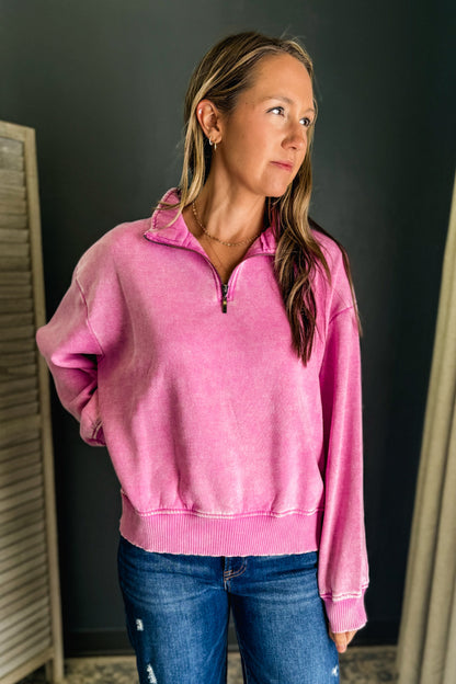 PLUS Acid Wash Fleece Half Zip