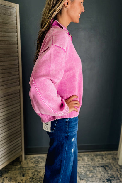 PLUS Acid Wash Fleece Half Zip