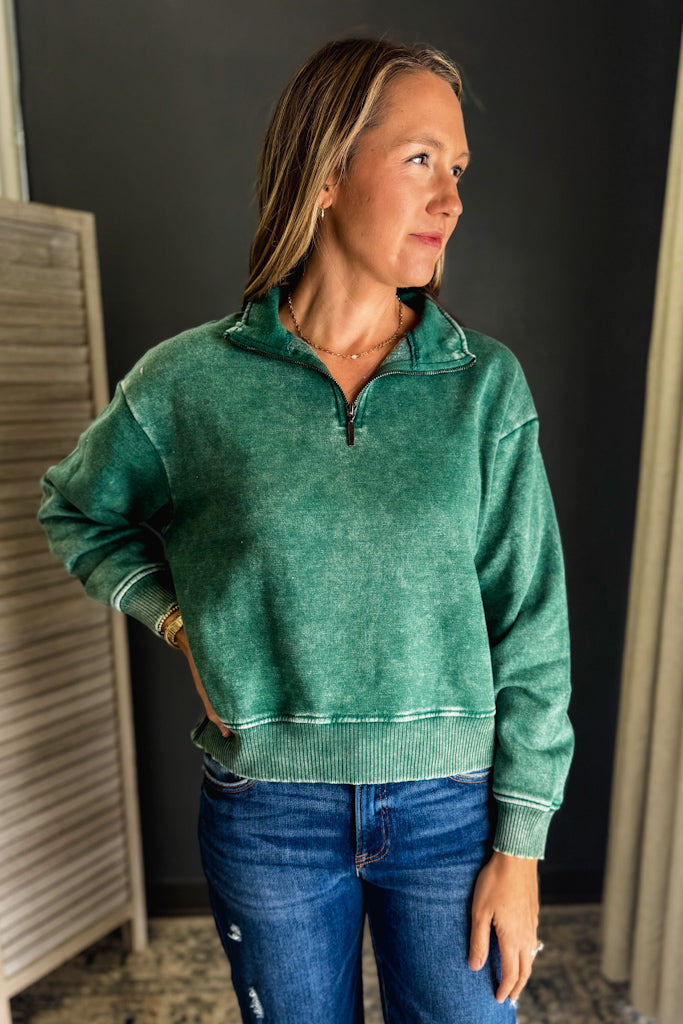 Acid Wash Fleece Half Zipp