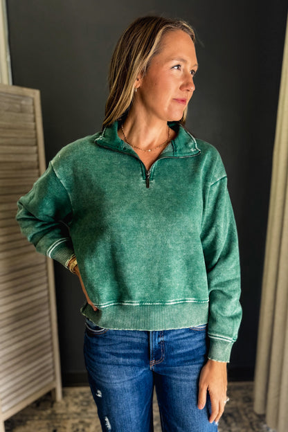Acid Wash Fleece Half Zipp