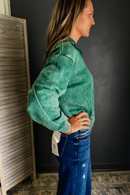 Acid Wash Fleece Half Zipp