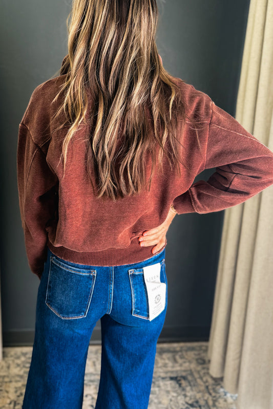 Acid Wash Fleece Half Zip