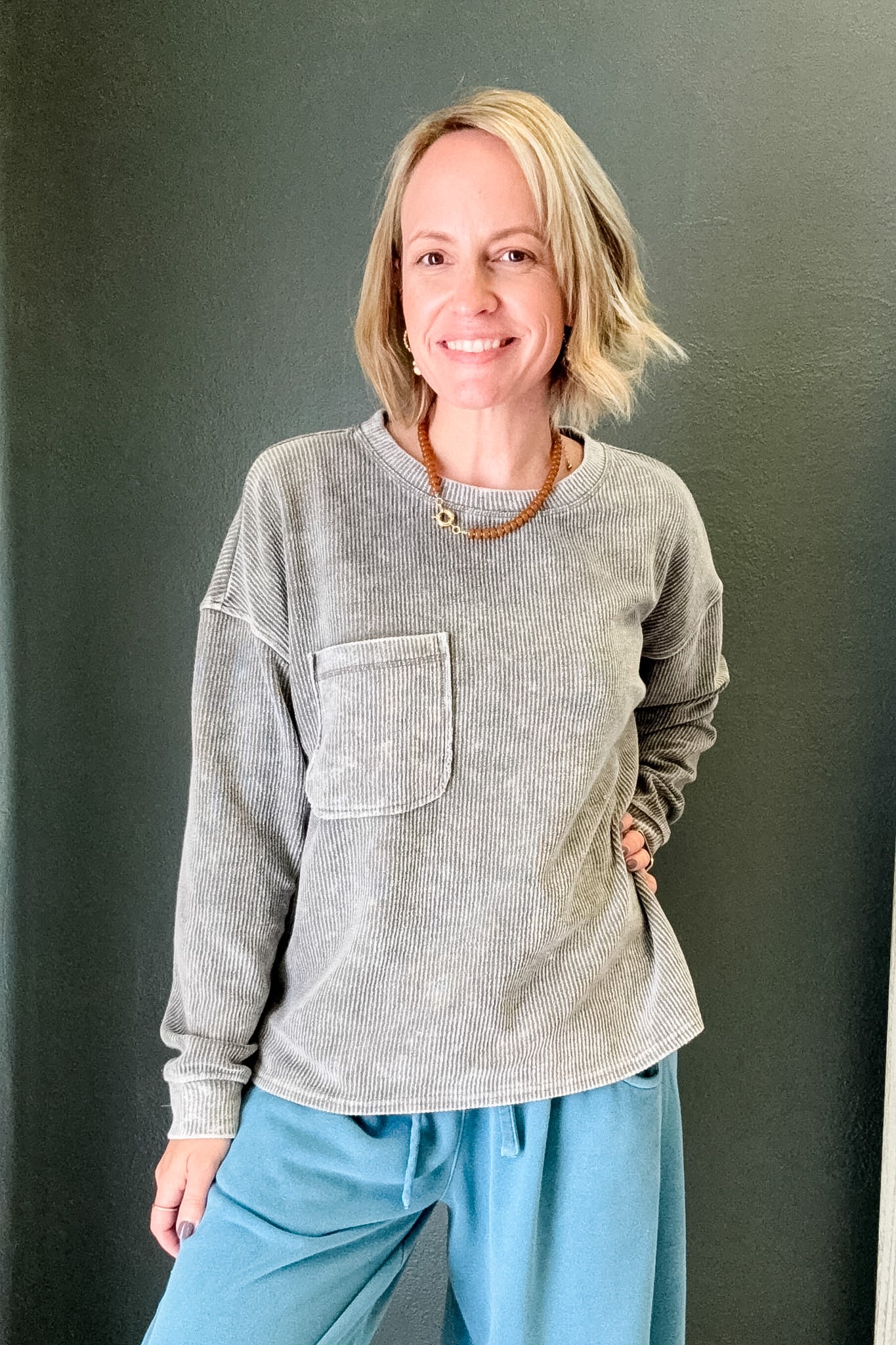Ribbed Pocket Long Sleeve