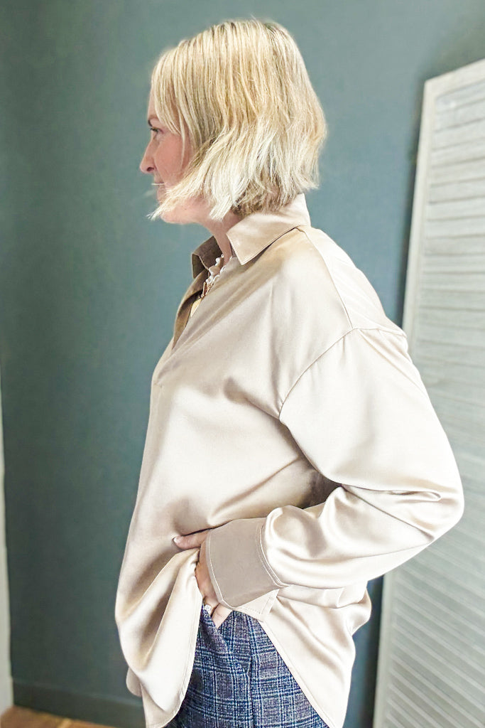 Collared Satin Blouse