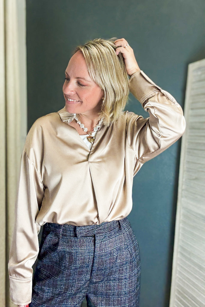 Collared Satin Blouse