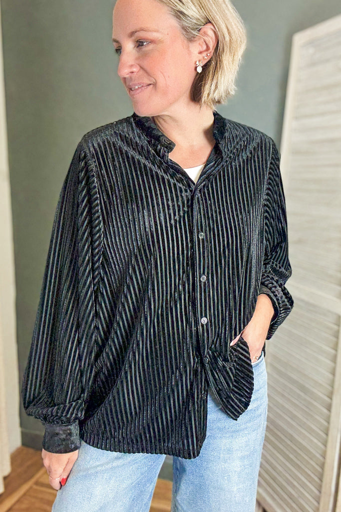 Velvet Striped Blouse