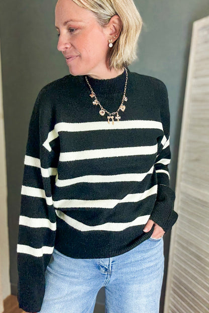 Striped High Neck Sweater