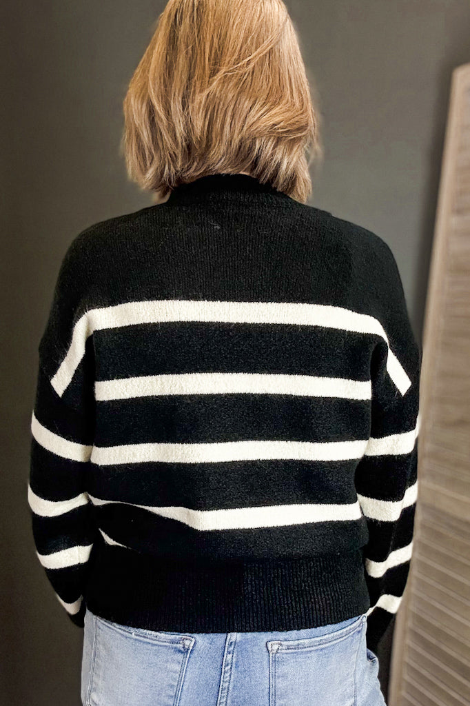 Striped High Neck Sweater