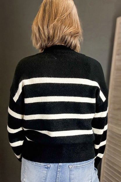 Striped High Neck Sweater