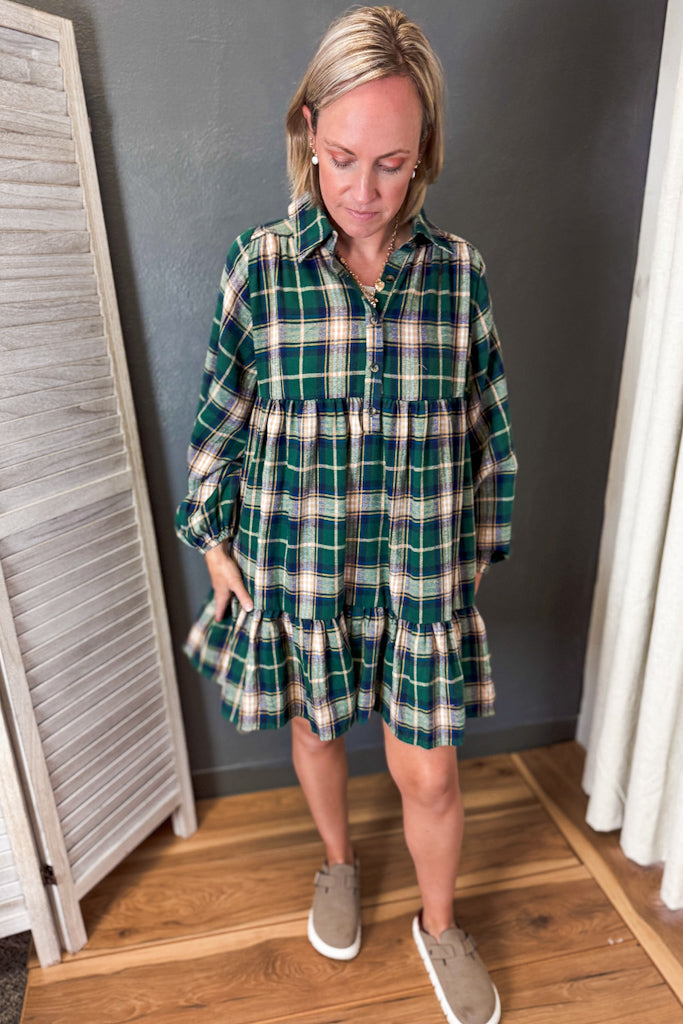 Plaid Tiered Dress
