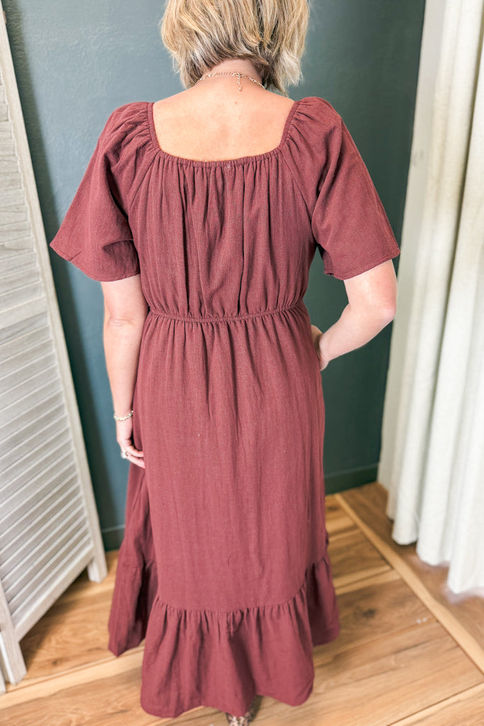 Gingham Square Neck Dress