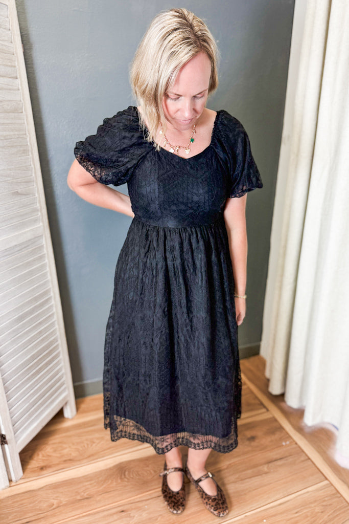 Embroidered Mesh Dress