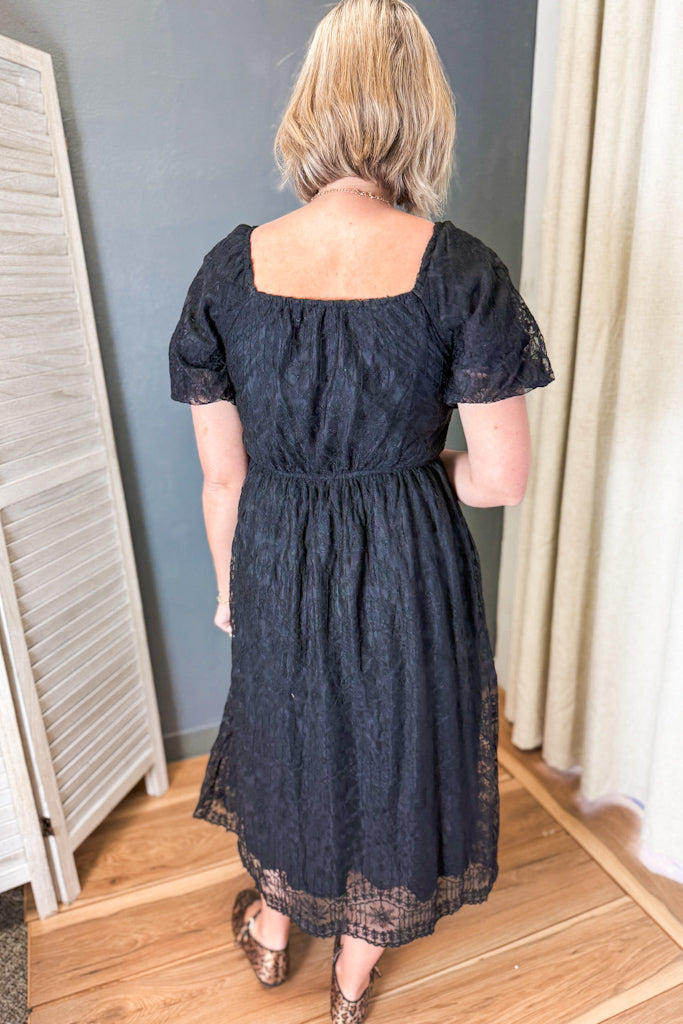 Embroidered Mesh Dress