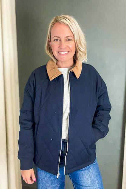 Quilted Corduroy Collar Jacket